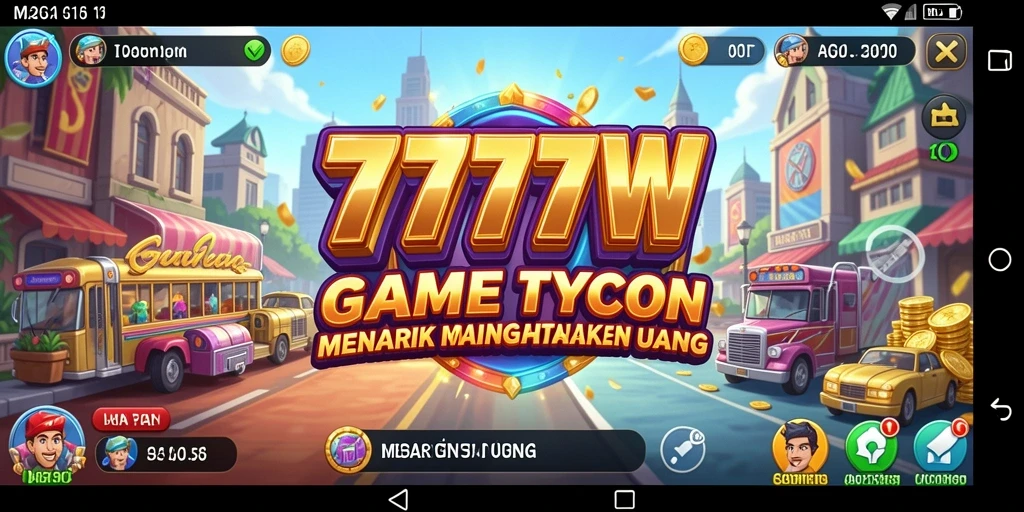 Tampilan gameplay 7777W menampilkan strategi bisnis yang menarik.