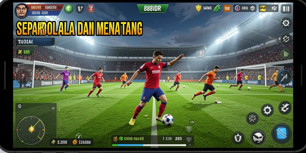 Tampilan gameplay menarik di lapangan sepak bola.
