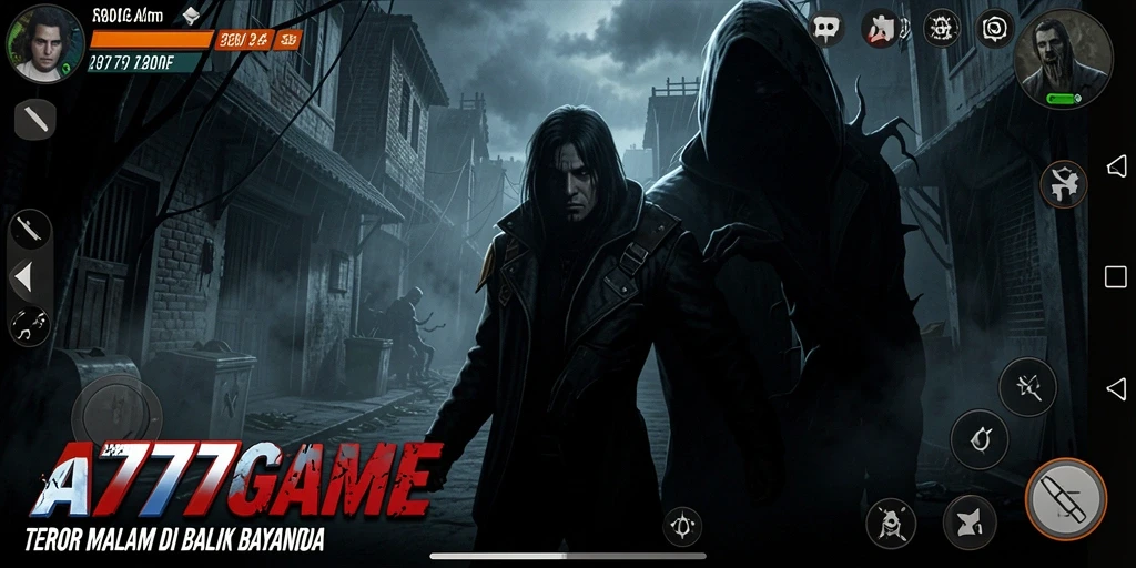 Tampilan gameplay A777GAME dengan suasana horor yang menegangkan.