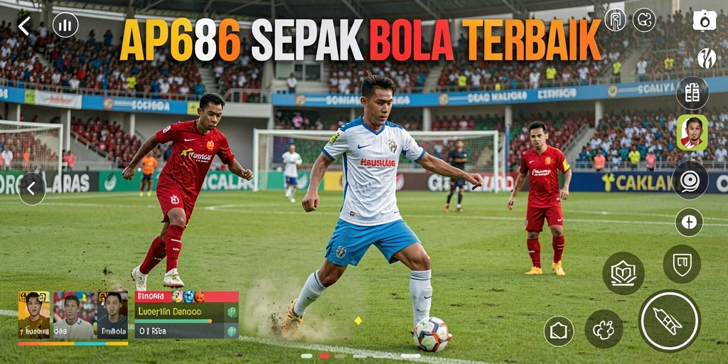 Tampilan gameplay yang mendebarkan dalam AP686, penuh aksi sepak bola.