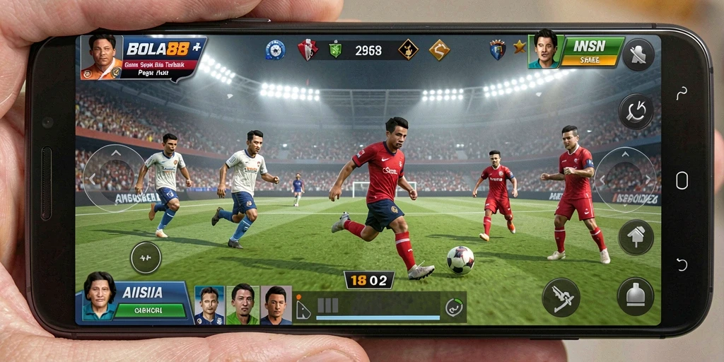 Screenshot gameplay BOLA88 menampilkan aksi seru dalam pertandingan sepak bola.