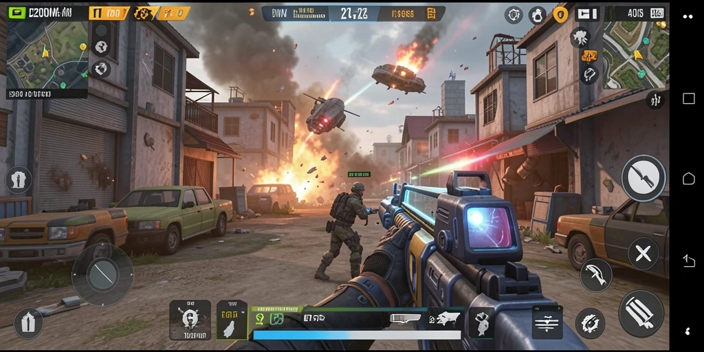 Tampilan gameplay seru dari D200M, menunjukkan aksi pertempuran yang intens.