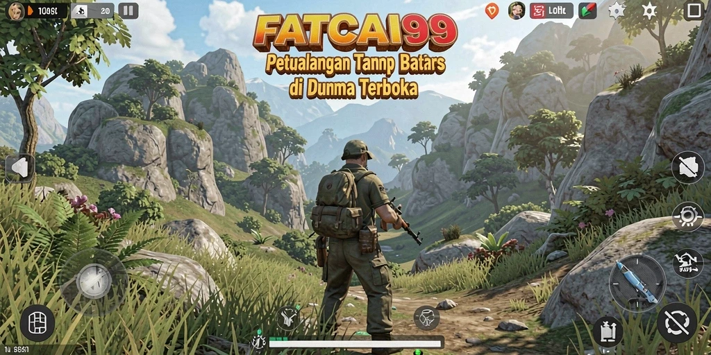 Screenshot gameplay FATCAI99 yang menampilkan kebebasan menjelajahi dunia terbuka.