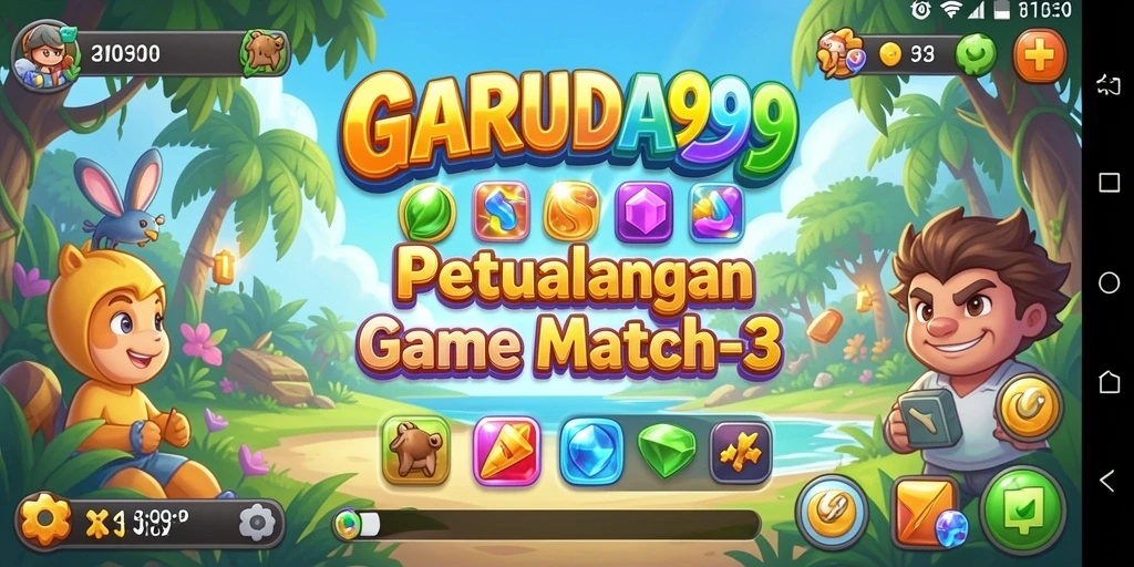 Tampilan menarik dari gameplay GARUDA999 saat mencocokkan elemen warna-warni.