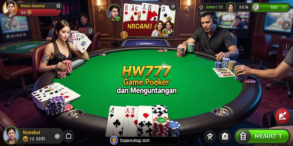 Tampilan menarik gameplay Poker di HW777 dengan antarmuka yang memukau.