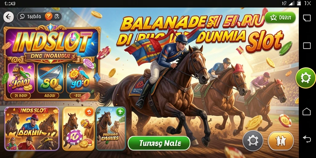 Screenshot INDSLOT menampilkan balapan yang intens dan visual yang menawan.