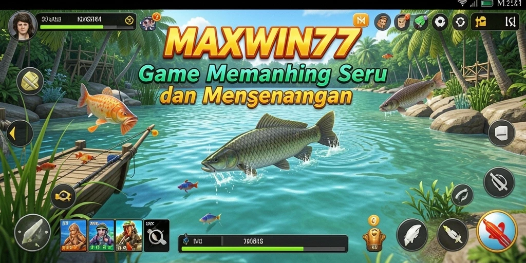 Tampilan gameplay seru dari MAXWIN77 saat menangkap ikan.