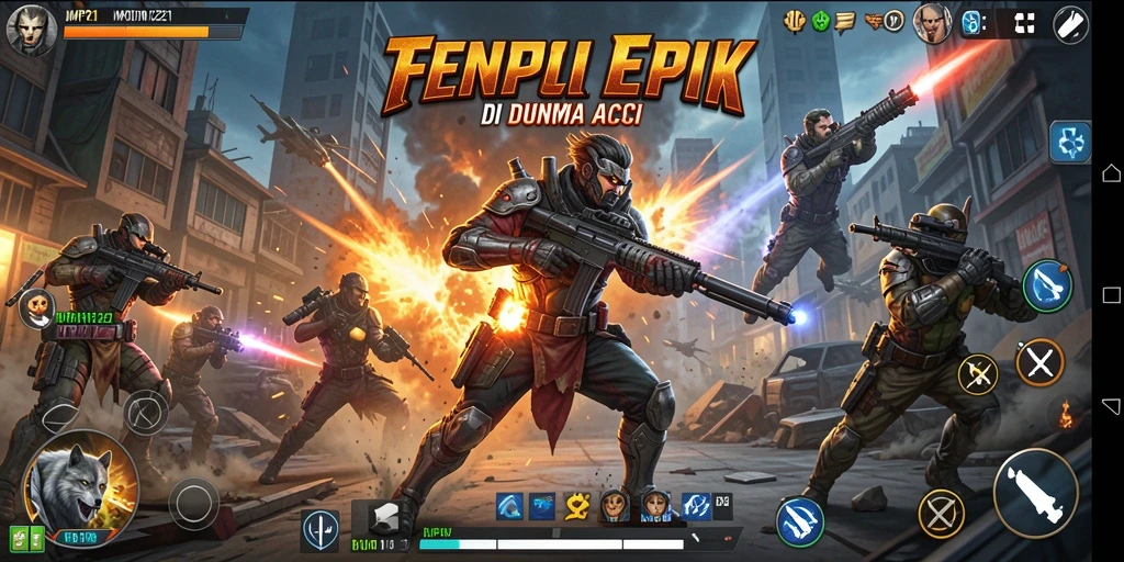 Tampilan gameplay seru dengan aksi bertempur yang intens.