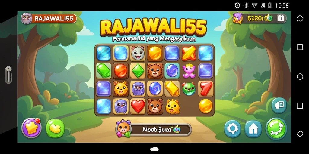 Tampilan gameplay seru dalam permainan Match-3 RAJAWALI55.