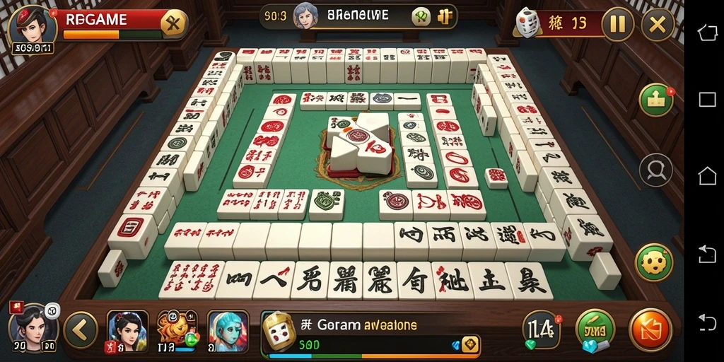 Tampilan RPGAME dengan gameplay Mahjong yang seru dan menantang.