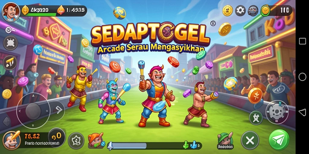 Tampilan gameplay menarik dari SEDAPTOGEL dengan karakter dan level berwarna.
