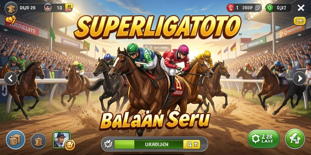 Screenshot gameplay <strong>SUPERLIGATOTO</strong> yang menampilkan aksi balapan yang mendebarkan.
